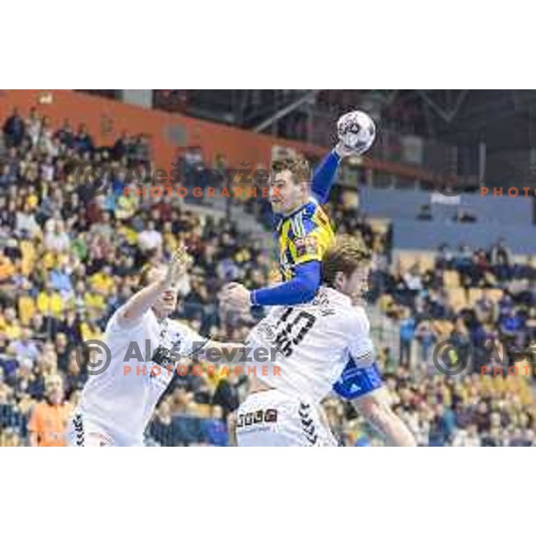 Celje’s Miha Zarabec (23) in action during EHF Champions League match between Celje PL (Slovenia) and IFK Kristianstadt (Sweden) in Zlatorog Hall, Celje on February 11th, 2017 