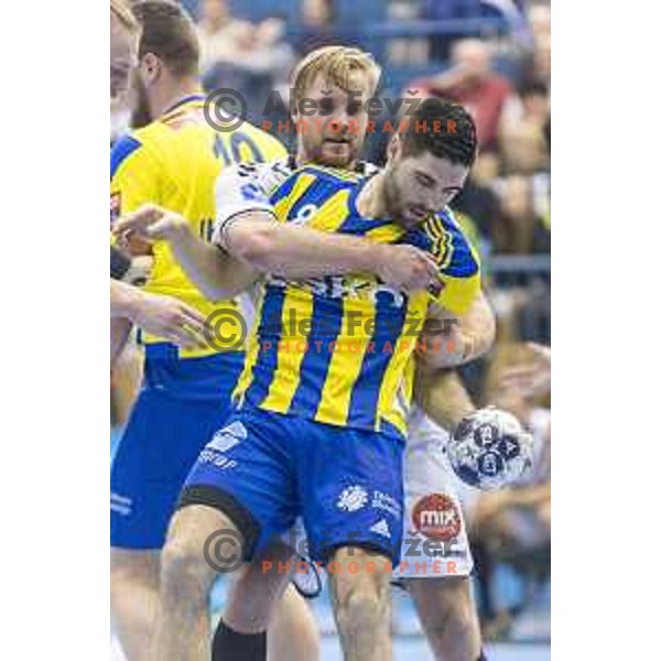 Celje’s Blaz Janc (8) in action during EHF Champions League match between Celje PL (Slovenia) and IFK Kristianstadt (Sweden) in Zlatorog Hall, Celje on February 11th, 2017 
