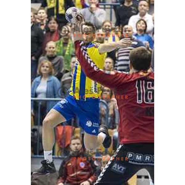 Celje’s Luka Zvizej (77) in action during EHF Champions League match between Celje PL (Slovenia) and IFK Kristianstadt (Sweden) in Zlatorog Hall, Celje on February 11th, 2017 