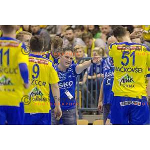 Celje’s head coach Branko Tamse in action during EHF Champions League match between Celje PL (Slovenia) and IFK Kristianstadt (Sweden) in Zlatorog Hall, Celje on February 11th, 2017 