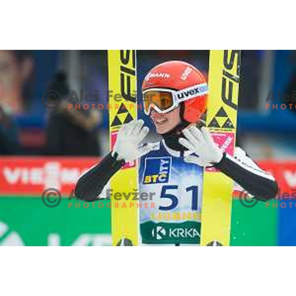 Katharina Althaus during the Ljubno Women\'s World Cup Ski Jumping, Ljubno, Slovenia, on February 12, 2017.