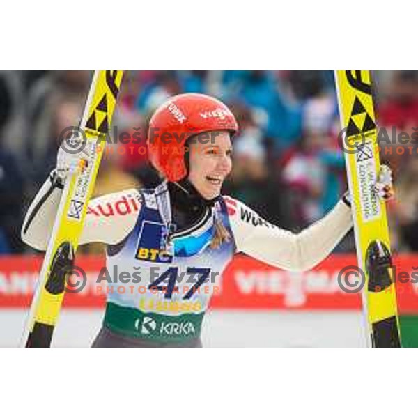 Svenja Wuerth during the Ljubno Women\'s World Cup Ski Jumping, Ljubno, Slovenia, on February 12, 2017.