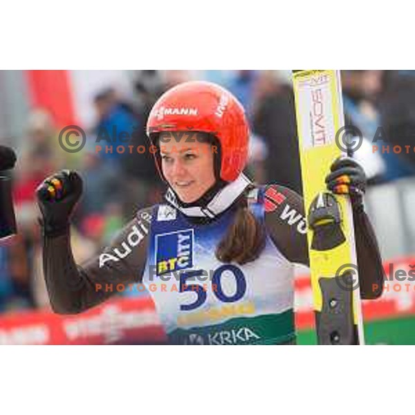 Carina Vogt during the Ljubno Women\'s World Cup Ski Jumping, Ljubno, Slovenia, on February 12, 2017.