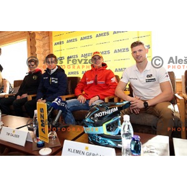 Peter Irt, Matevz Irt, Tim Gajser, World Champion MX 2016 and Klemen Gercar during AMZS press conference before start of MX GP season 2017 in Smlednik, Slovenia on February 17, 2017