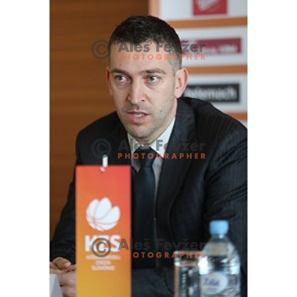 Dejan Mihevc, head caoch of Krka at KZS press conference before semi-final and final of Spar Cup held in Radisson Blu Plaza hotel in Ljubljana, Slovenia on February 17, 2017