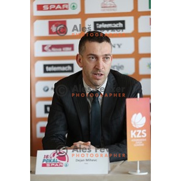 Dejan Mihevc, head caoch of Krka at KZS press conference before semi-final and final of Spar Cup held in Radisson Blu Plaza hotel in Ljubljana, Slovenia on February 17, 2017
