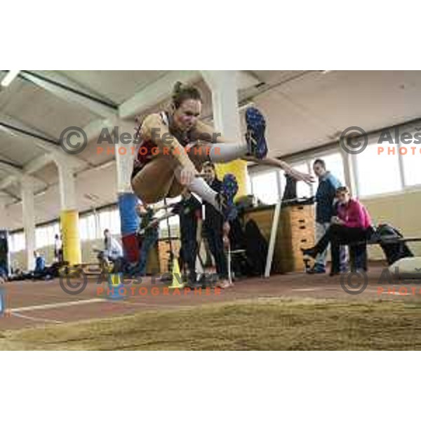 Lea Filipic competes in long jump during National Athletics Indoor Championship in Celje, February 18th, 2017