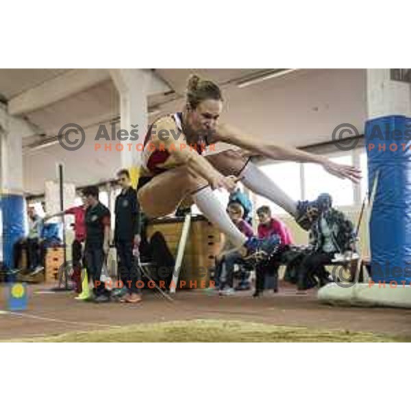 Lea Filipic competes in long jump during National Athletics Indoor Championship in Celje, February 18th, 2017