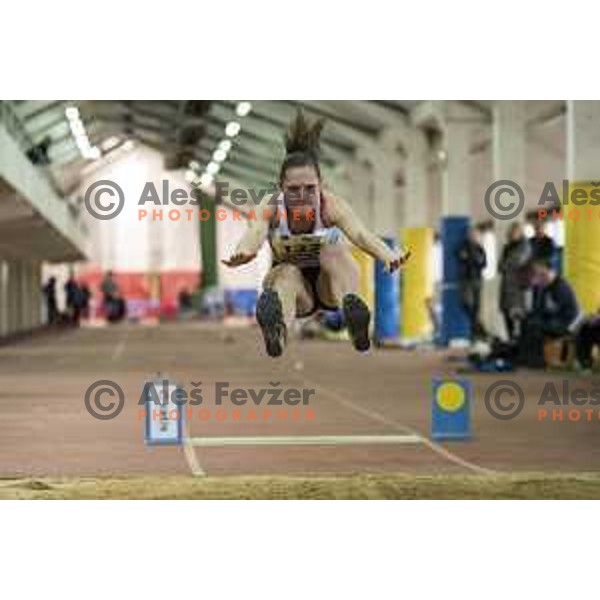 Marta Legat competes in long jump during National Athletics Indoor Championship in Celje, February 18th, 2017