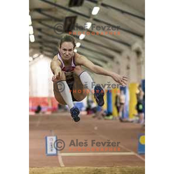 Lea Filipic competes in long jump during National Athletics Indoor Championship in Celje, February 18th, 2017