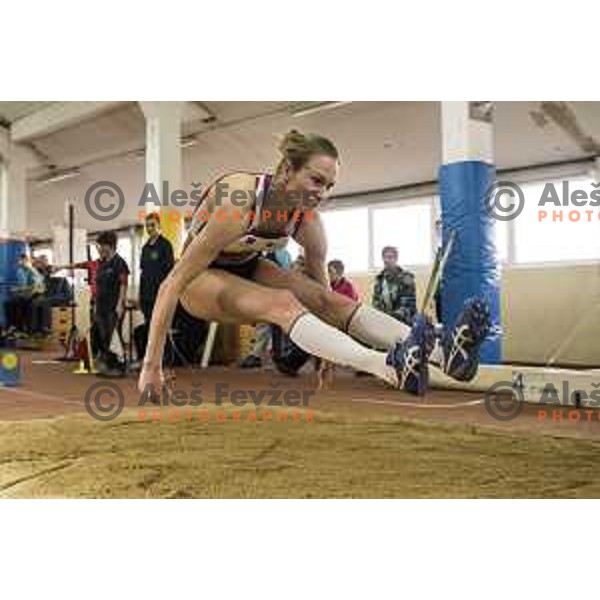 Lea Filipic competes in long jump during National Athletics Indoor Championship in Celje, February 18th, 2017