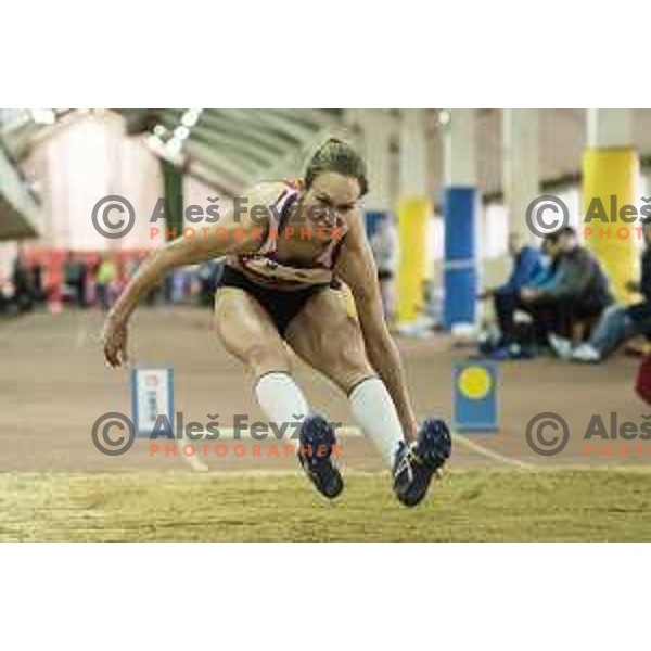 Lea Filipic competes in long jump during National Athletics Indoor Championship in Celje, February 18th, 2017