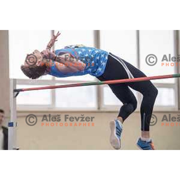 Luka Zidar competes in high jump National Athletics Indoor Championship in Celje, February 18th, 2017