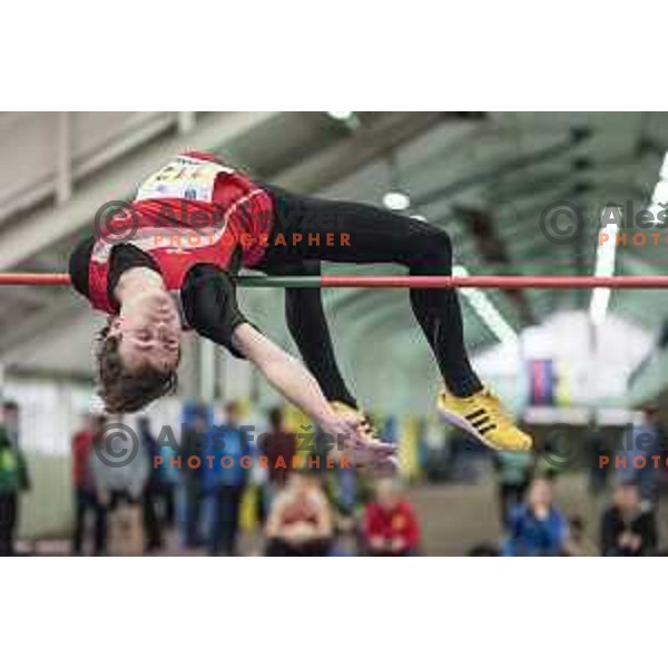 competes in high jump during National Athletics Indoor Championship in Celje, February 18th, 2017