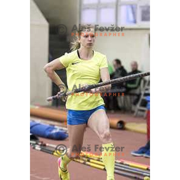 Tina Sutej competes in high jump during National Athletics Indoor Championship in Celje, February 18th, 2017