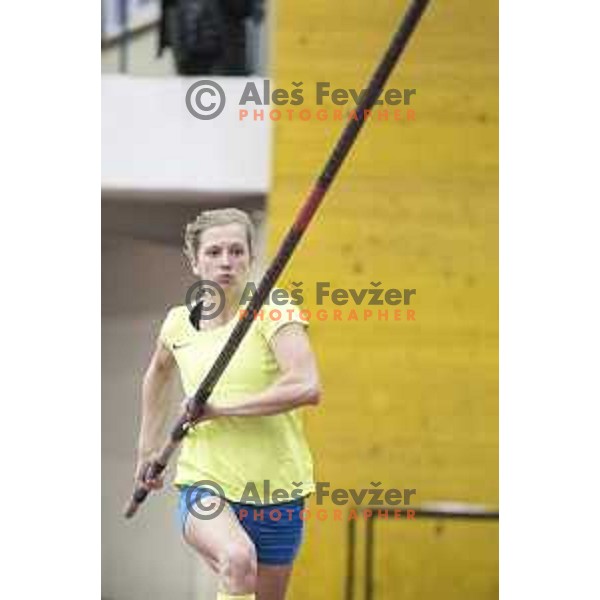 Tina Sutej competes in high jump during National Athletics Indoor Championship in Celje, February 18th, 2017