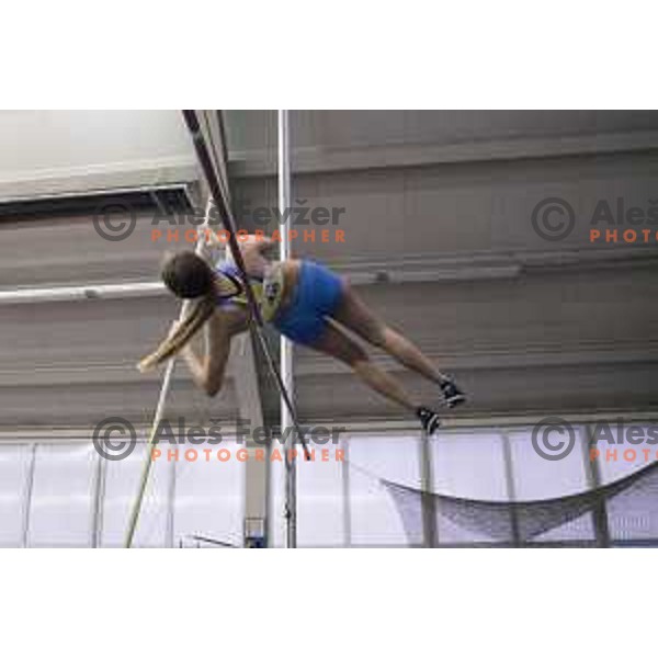 Nusa Maver competes in high jump during National Athletics Indoor Championship in Celje, February 18th, 2017