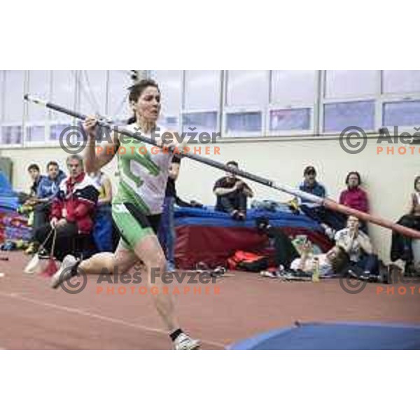 Ana Pecek competes in high jump during National Athletics Indoor Championship in Celje, February 18th, 2017