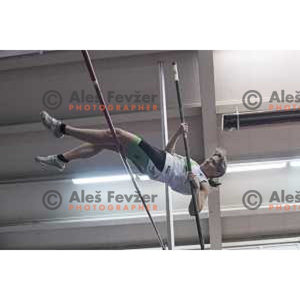 Ana Pecek competes in high jump during National Athletics Indoor Championship in Celje, February 18th, 2017