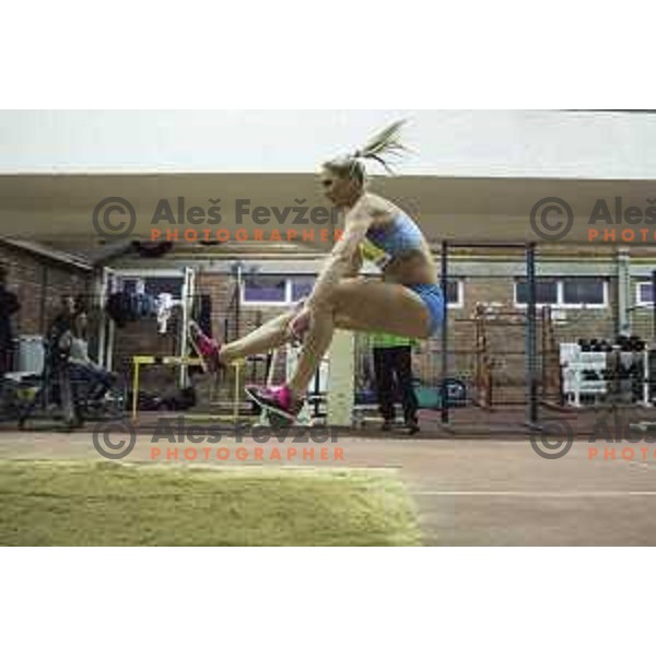 Snezana Vukmirovic competes in triple jump during National Athletics Indoor Championship in Celje, February 18th, 2017