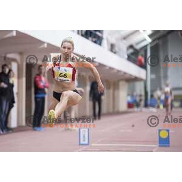 Petra Koren competes in triple jump during National Athletics Indoor Championship in Celje, February 18th, 2017