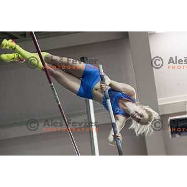 Tina Sutej competes in high jump during National Athletics Indoor Championship in Celje, February 18th, 2017