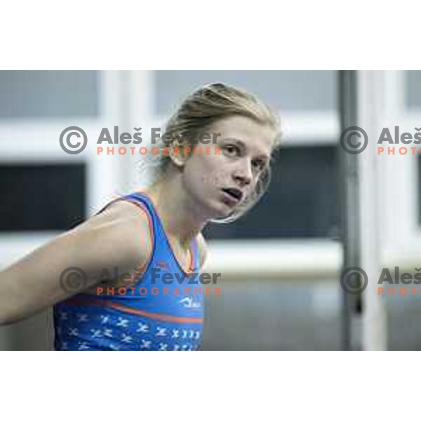 Tina Sutej competes in high jump during National Athletics Indoor Championship in Celje, February 18th, 2017
