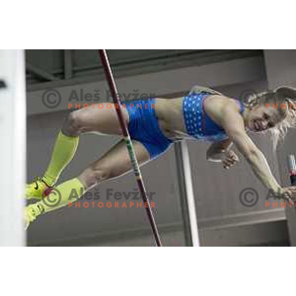 Tina Sutej competes in high jump during National Athletics Indoor Championship in Celje, February 18th, 2017