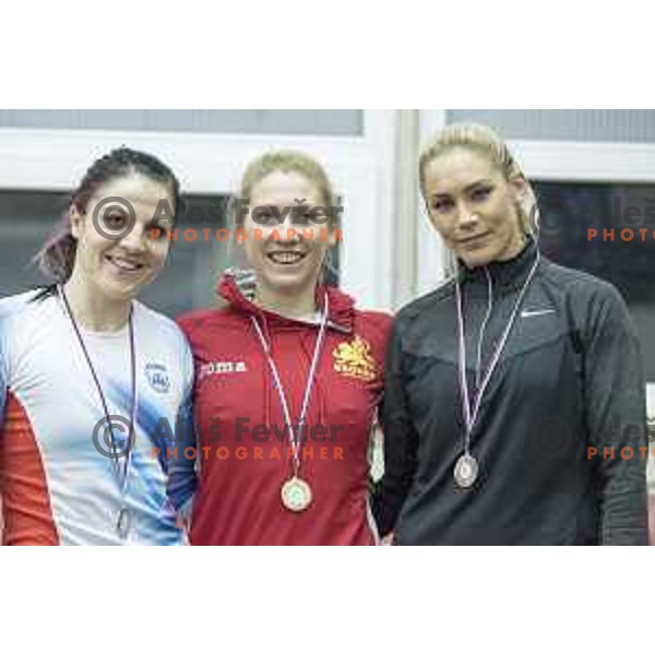 Babsek Sasa, Petra Koren and Snezana Vukmirovic during National Athletics Indoor Championship in Celje, February 18th, 2017