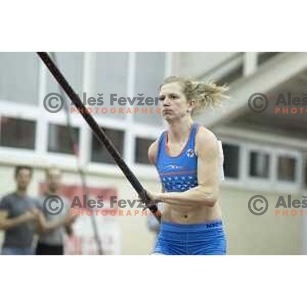 Tina Sutej competes in high jump during National Athletics Indoor Championship in Celje, February 18th, 2017
