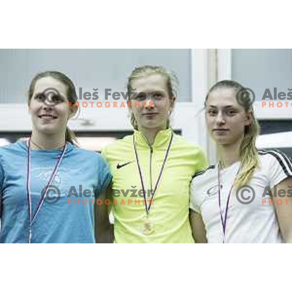 Nusa Maver, Tina Sutej and Nastja Modic during National Athletics Indoor Championship in Celje, February 18th, 2017