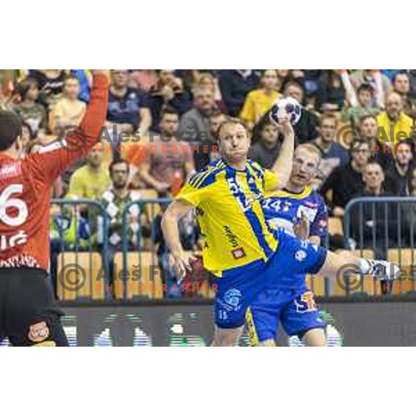 Celje’s Ziga Mlakar (55) in action during EHF Champions League match between Celje PL (Slovenia) and KS Vive Tauron Kielce (Poland) in Zlatorog Hall, Celje on February 11th, 2017 
