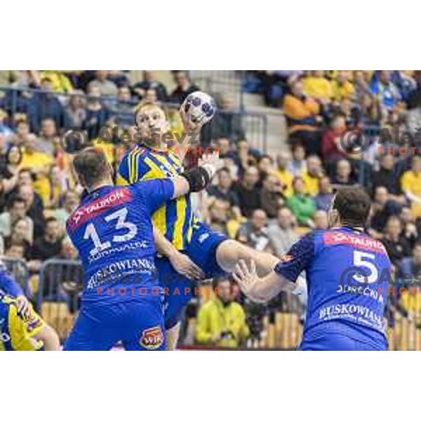 Celje’s Ziga Mlakar (55) in action during EHF Champions League match between Celje PL (Slovenia) and KS Vive Tauron Kielce (Poland) in Zlatorog Hall, Celje on February 11th, 2017 