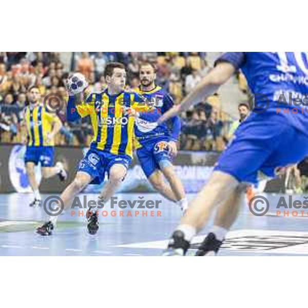 Celje’s Miha Zarabec (23) in action during EHF Champions League match between Celje PL (Slovenia) and KS Vive Tauron Kielce (Poland) in Zlatorog Hall, Celje on February 11th, 2017 
