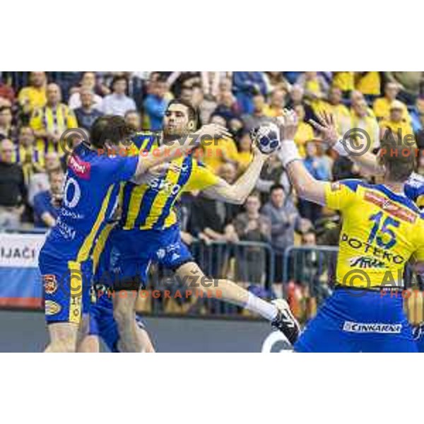 Celje’s Blaz Janc (8) in action during EHF Champions League match between Celje PL (Slovenia) and KS Vive Tauron Kielce (Poland) in Zlatorog Hall, Celje on February 11th, 2017 