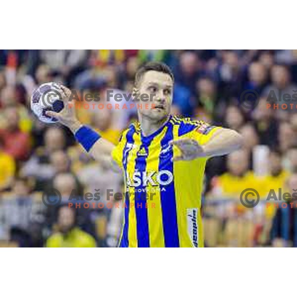 Celje’s Luka Zvizej (77) in action during EHF Champions League match between Celje PL (Slovenia) and KS Vive Tauron Kielce (Poland) in Zlatorog Hall, Celje on February 11th, 2017