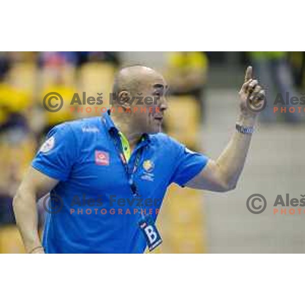 Kielce\'s head coach Talant Dushebayev in action during EHF Champions League match between Celje PL (Slovenia) and KS Vive Tauron Kielce (Poland) in Zlatorog Hall, Celje on February 11th, 2017