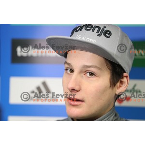 Domen Prevc at Slovenia Nordic Ski jumping team press conference before departure to 2017 Nordic World Championships in Lahti (FIN) in Ljubljana on February 20, 2017