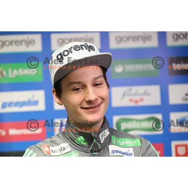 Domen Prevc at Slovenia Nordic Ski jumping team press conference before departure to 2017 Nordic World Championships in Lahti (FIN) in Ljubljana on February 20, 2017