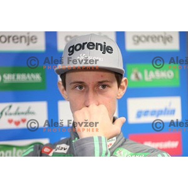 Peter Prevc at Slovenia Nordic Ski jumping team press conference before departure to 2017 Nordic World Championships in Lahti (FIN) in Ljubljana on February 20, 2017