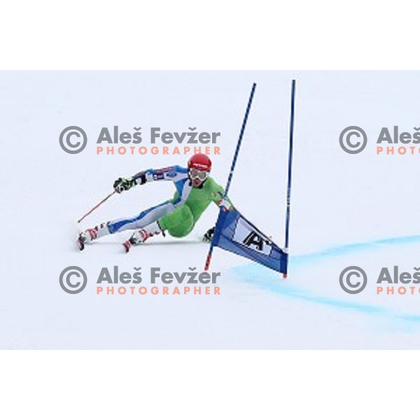 Zan Kranjec of Slovenia Ski team at practice session in Podkoren FIS slope in Kranjska gora, Slovenia on February 23, 2017