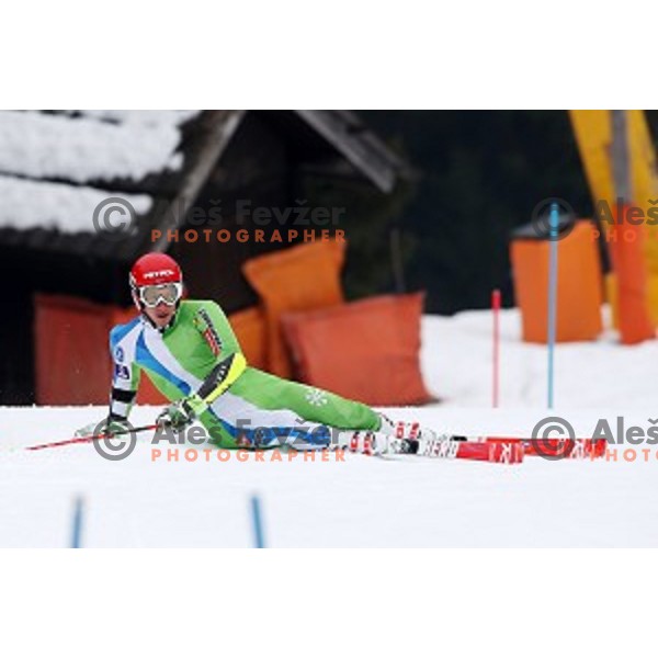 Zan Kranjec of Slovenia Ski team at practice session in Podkoren FIS slope in Kranjska gora, Slovenia on February 23, 2017