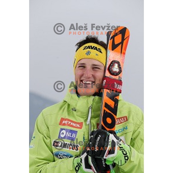 Stefan Hadalin of Slovenia Ski team at practice session in Podkoren FIS slope in Kranjska gora, Slovenia on February 23, 2017