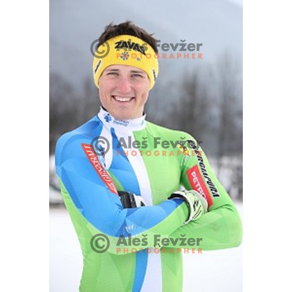 Stefan Hadalin of Slovenia Ski team at practice session in Podkoren FIS slope in Kranjska gora, Slovenia on February 23, 2017
