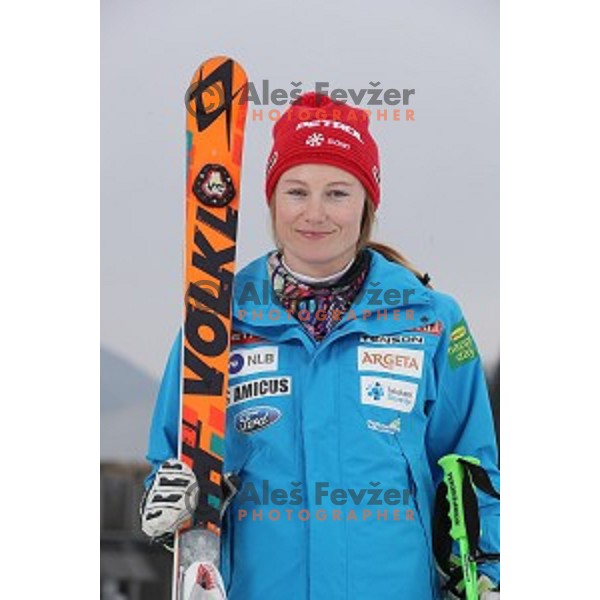 Ana Drev of Slovenia Ski team at practice session in Podkoren FIS slope in Kranjska gora, Slovenia on February 23, 2017