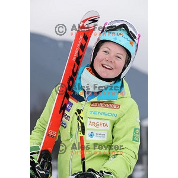 Meta Hrovat of Slovenia Ski team at practice session in Podkoren FIS slope in Kranjska gora, Slovenia on February 23, 2017