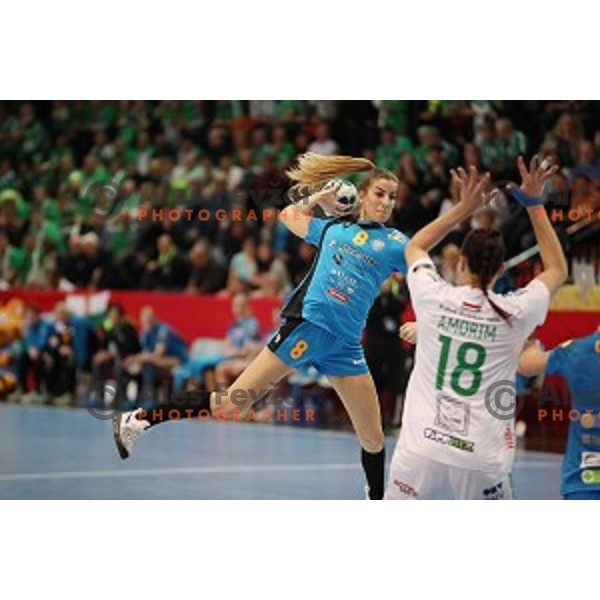 Ana Abina of Krim Mercator during EHF Women\'s Champions league handball match between RK Krim Mercator and Gyori Audi Eto in Kodeljevo Hall, Ljubljana, Slovenia on February 25, 2017