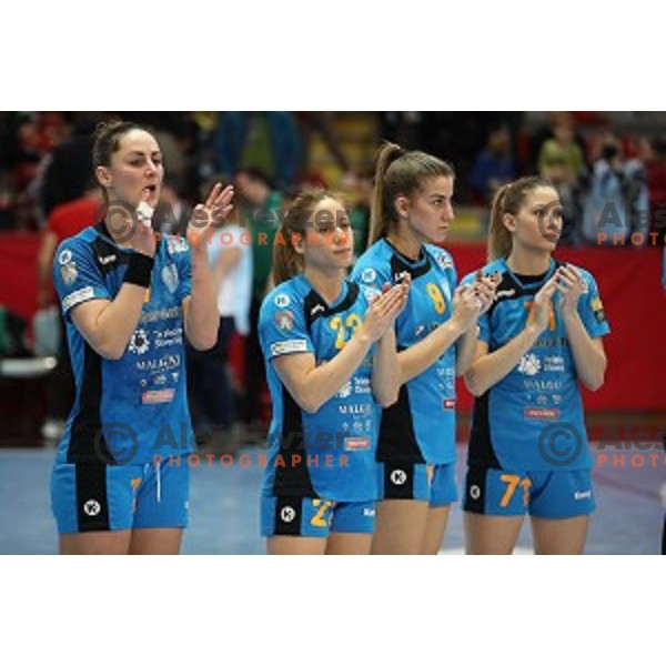Polona Baric of Krim Mercator during EHF Women\'s Champions league handball match between RK Krim Mercator and Gyori Audi Eto in Kodeljevo Hall, Ljubljana, Slovenia on February 25, 2017