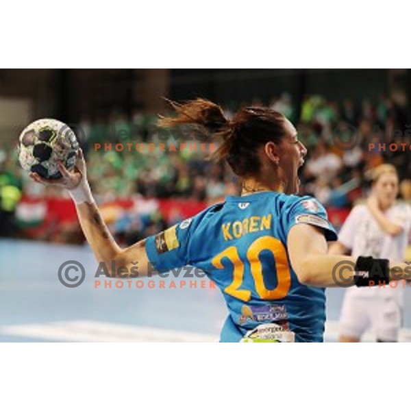 Alja Koren of Krim Mercator during EHF Women\'s Champions league handball match between RK Krim Mercator and Gyori Audi Eto in Kodeljevo Hall, Ljubljana, Slovenia on February 25, 2017