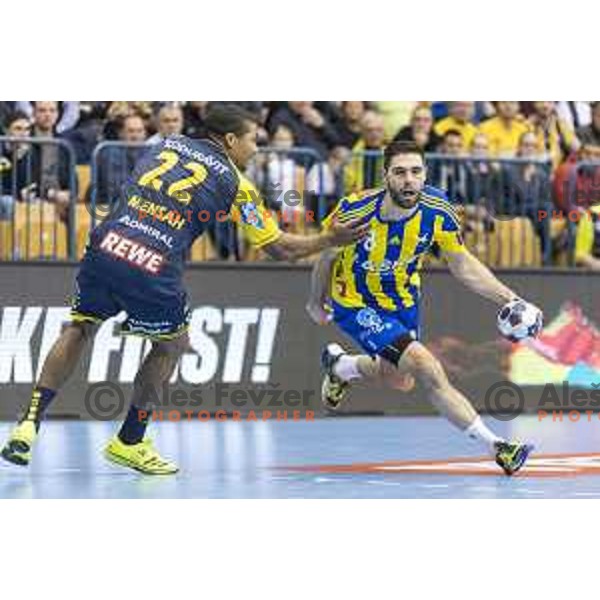 Celje’s Blaz Janc (8) in action during EHF Champions League match between Celje PL (Slovenia) and Rhein Nechar Lowen (Germany) in Zlatorog Hall, Celje on March 2nd, 2017 
